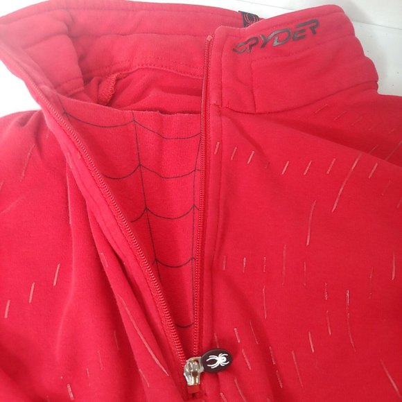 Spyder Mens Small Base Layer Shirt Red Pullover Webbed 1/4 Zip Long Sleeve - Picture 10 of 10